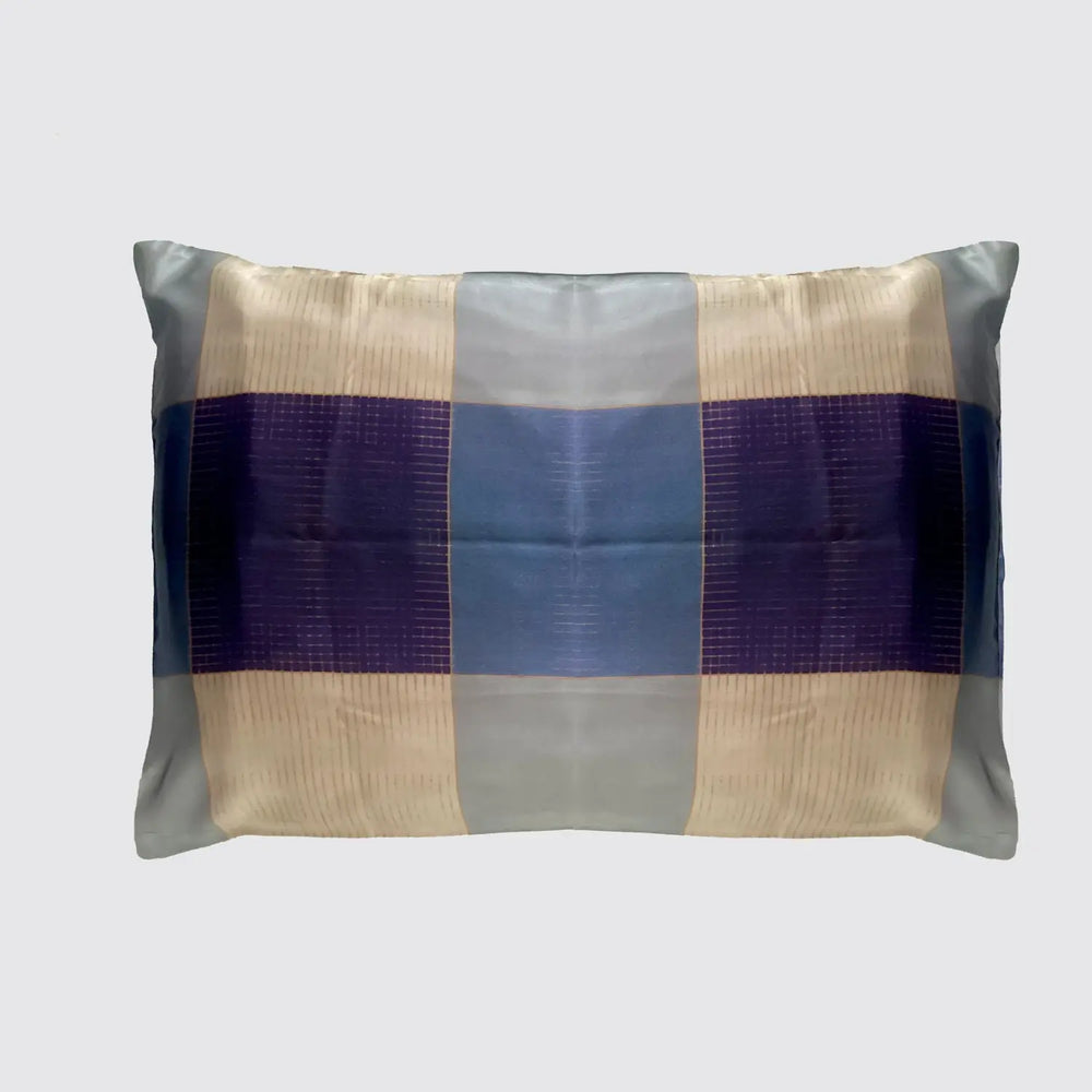 Silk Pillowcase - Blue Gingham Long Studio Design