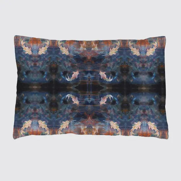 Silk Pillowcase - Blue Orange With Koi Fish Design Long Studio Design