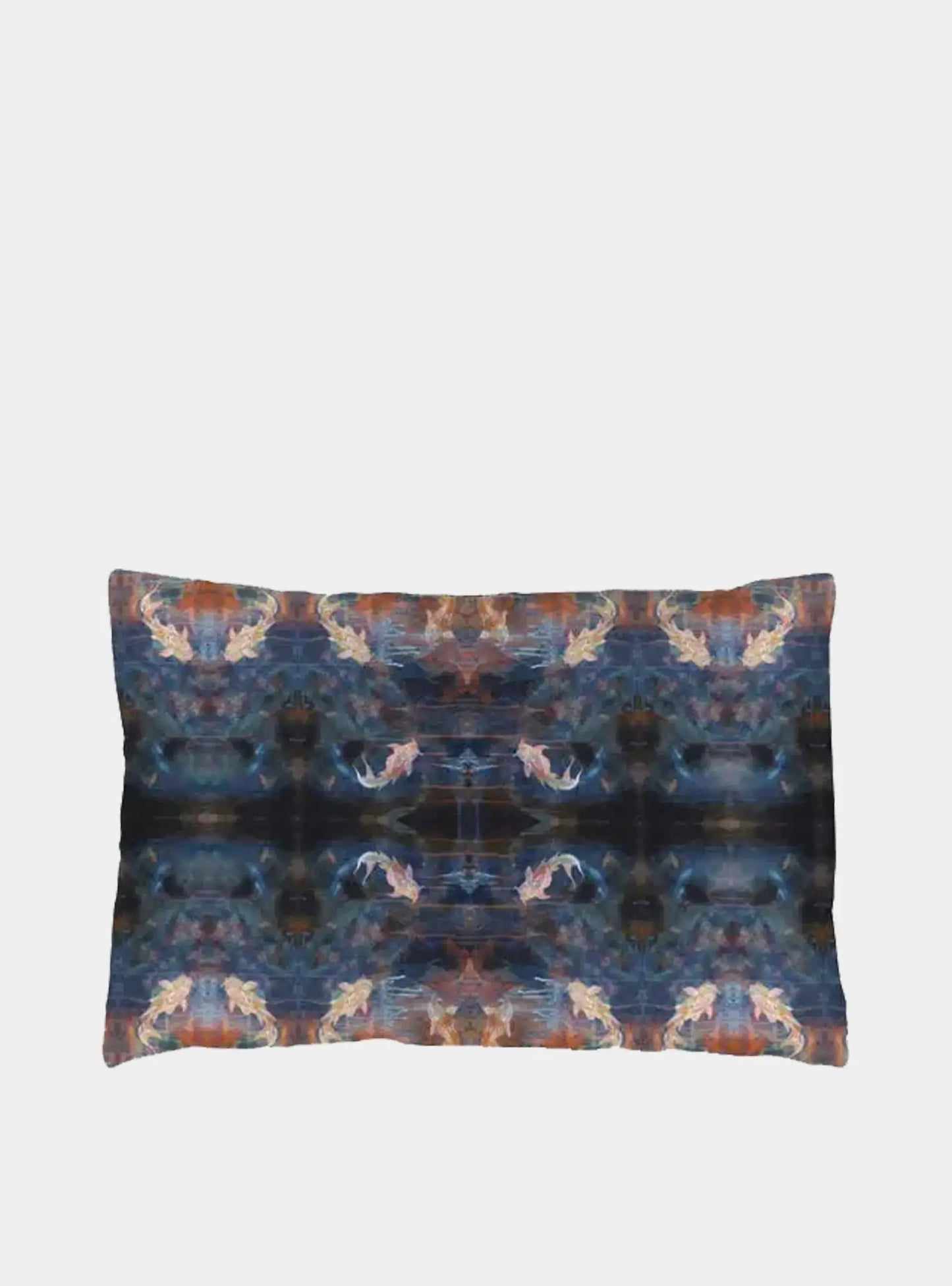 Silk Pillowcase - Blue Orange With Koi Fish Design Long Studio Design