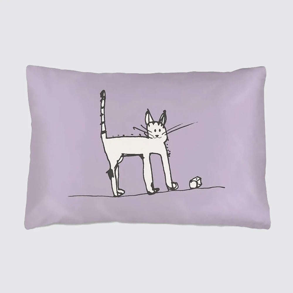 Silk Pillowcase For Children - Nills Cat With Dice Long Studio Design