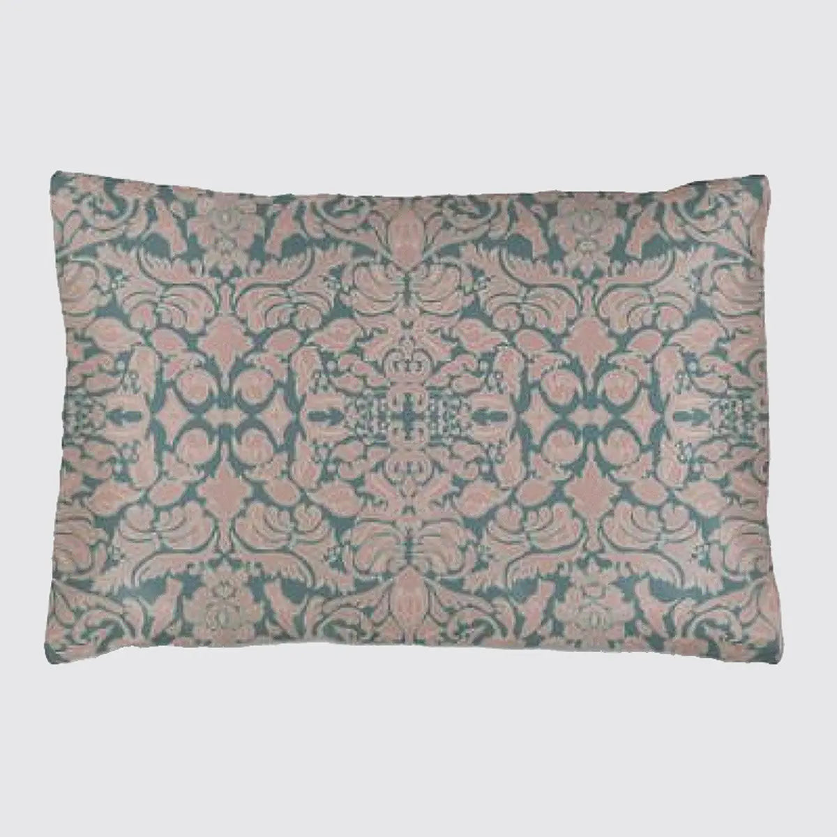 Silk Pillowcase - Hummingbird Damask In Pink And Sage Green Long Studio Design