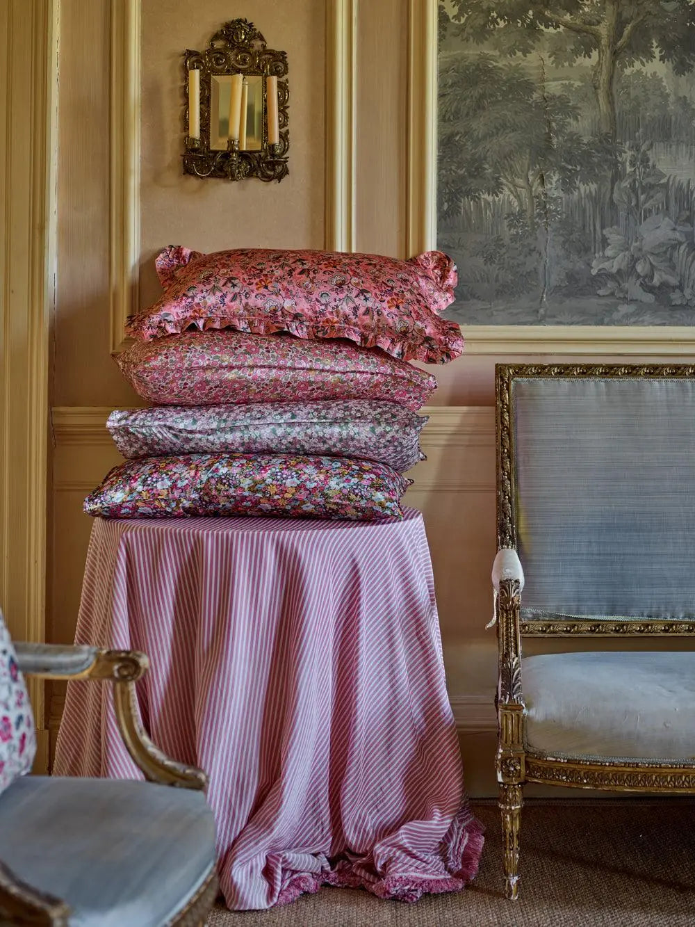 Silk Pillowcase Made With Liberty Fabric BETSY FIELD DUSKY PINK Coco & Wolf