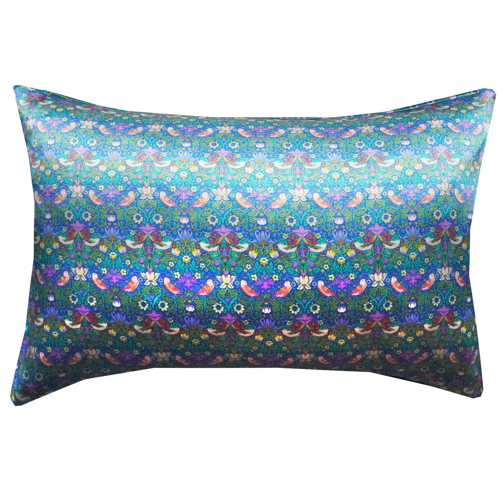 Silk Pillowcase Made With Liberty Fabric STRAWBERRY THIEF GREEN Coco & Wolf