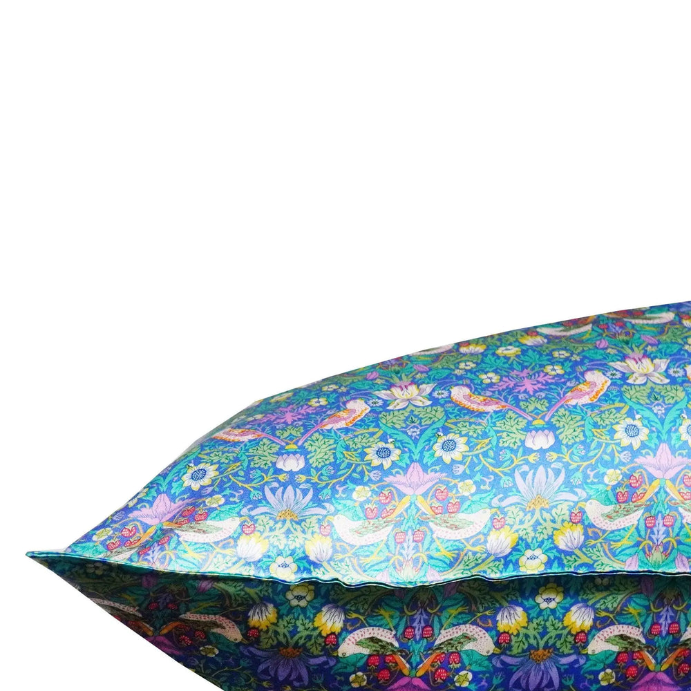 Silk Pillowcase Made With Liberty Fabric STRAWBERRY THIEF GREEN Coco & Wolf