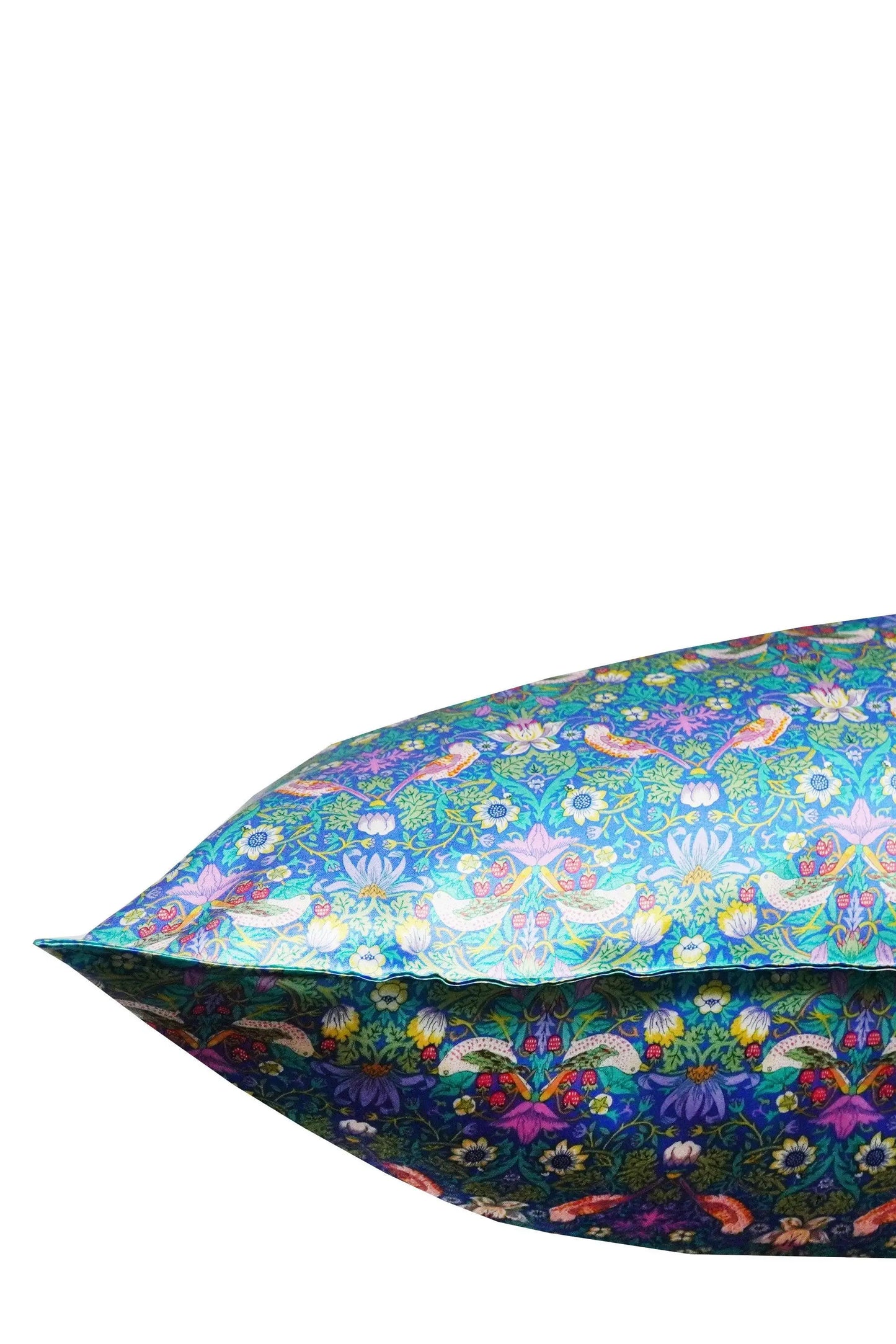 Silk Pillowcase Made With Liberty Fabric STRAWBERRY THIEF GREEN Coco & Wolf