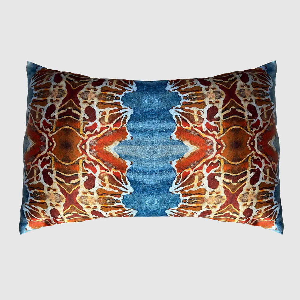 Silk Pillowcase - Orange And Blue Long Studio Design
