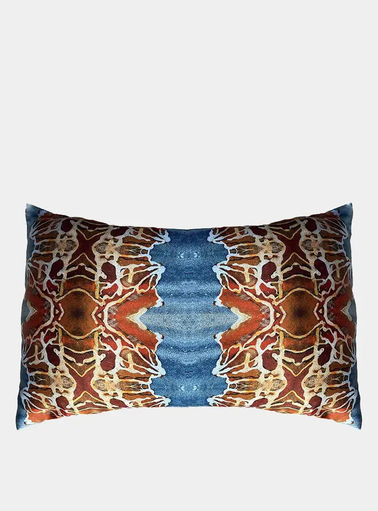 Silk Pillowcase - Orange And Blue Long Studio Design
