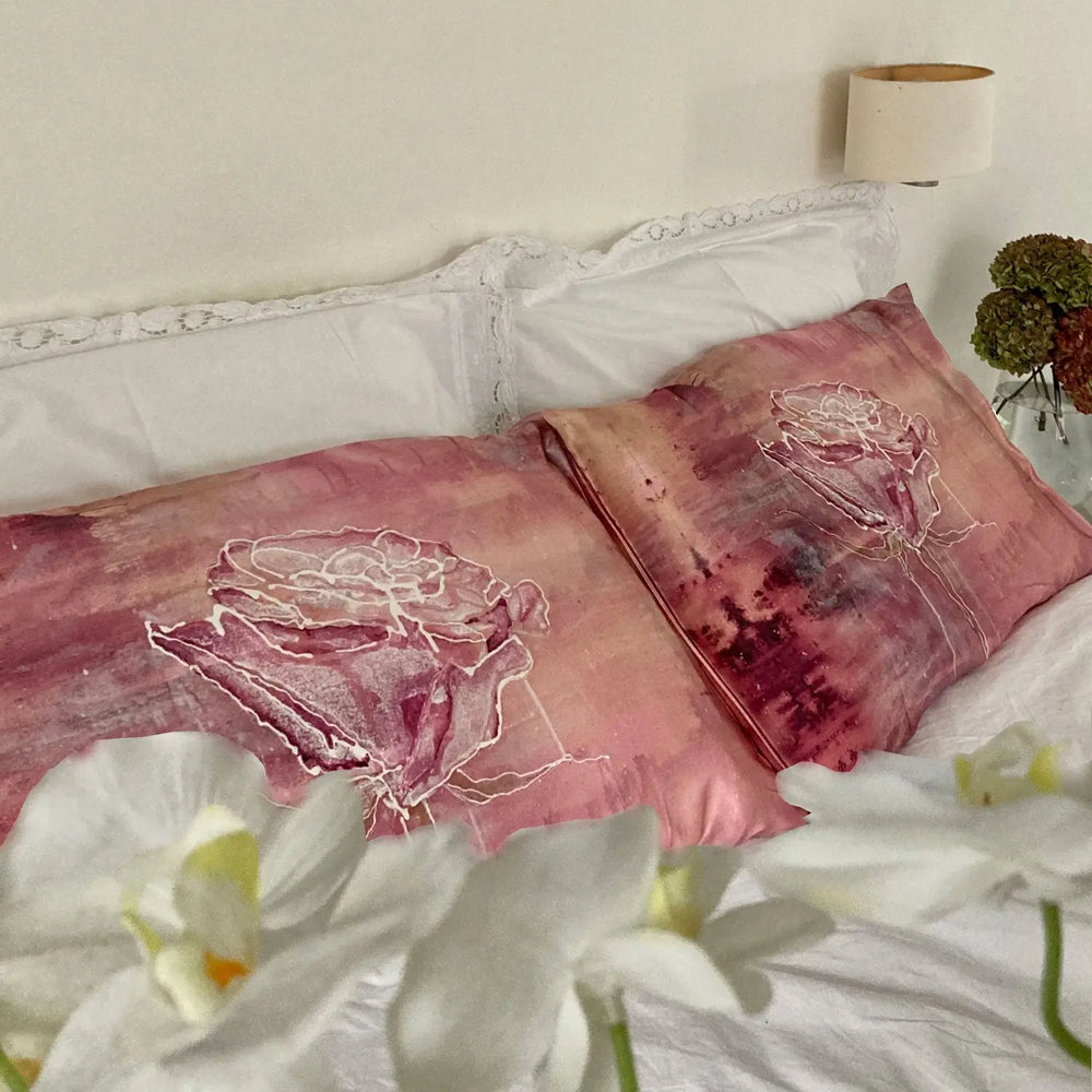 Silk Pillowcase - Violet Pink Rose Long Studio Design