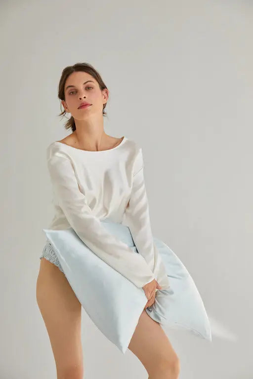 Silk Pillowcase 'Brussels Blue' TEYA