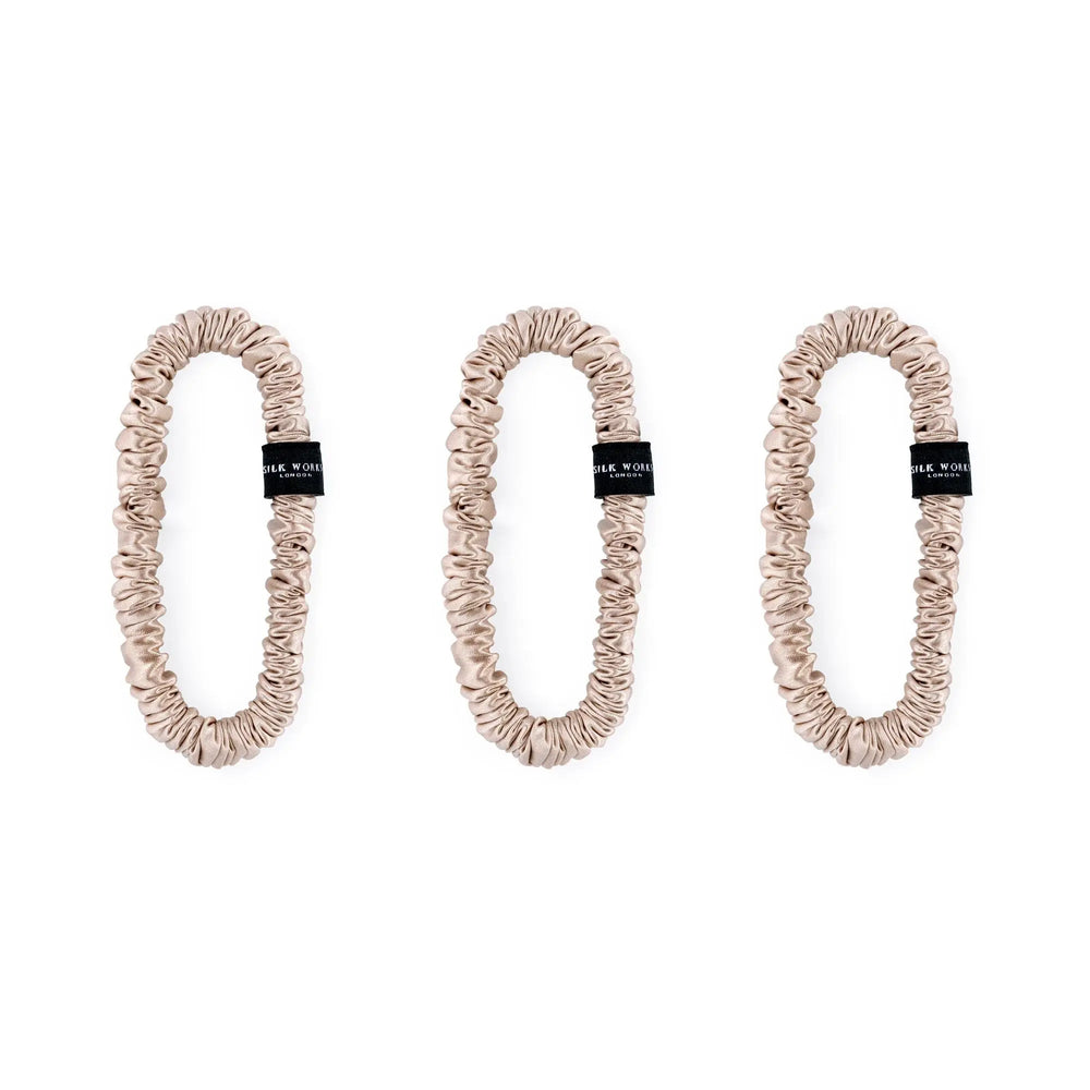 Silk Skinny Scrunchies Pack of 3 Silk Works London