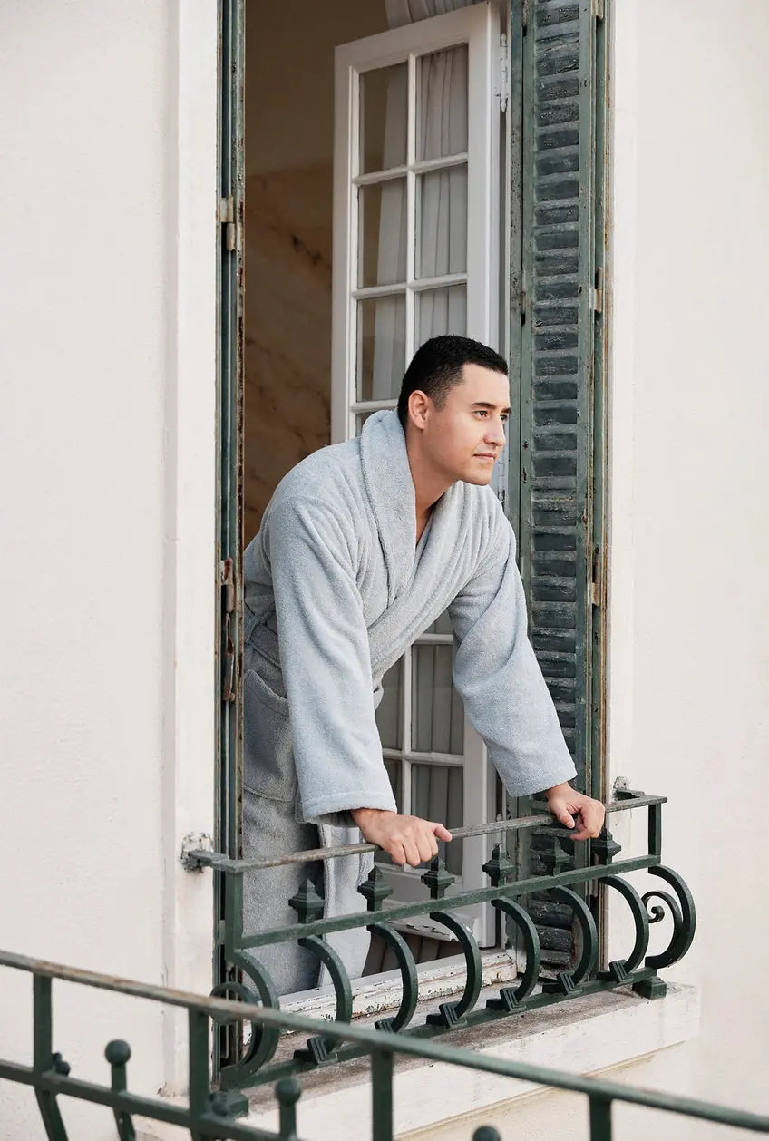 Silver Grey Classic Cotton Bathrobe Torres Novas