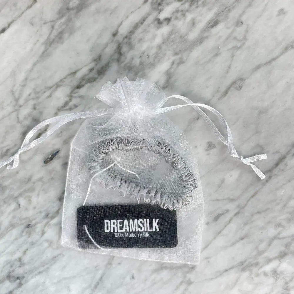 Silver Silk Scrunchie - Skinny DREAMSILK