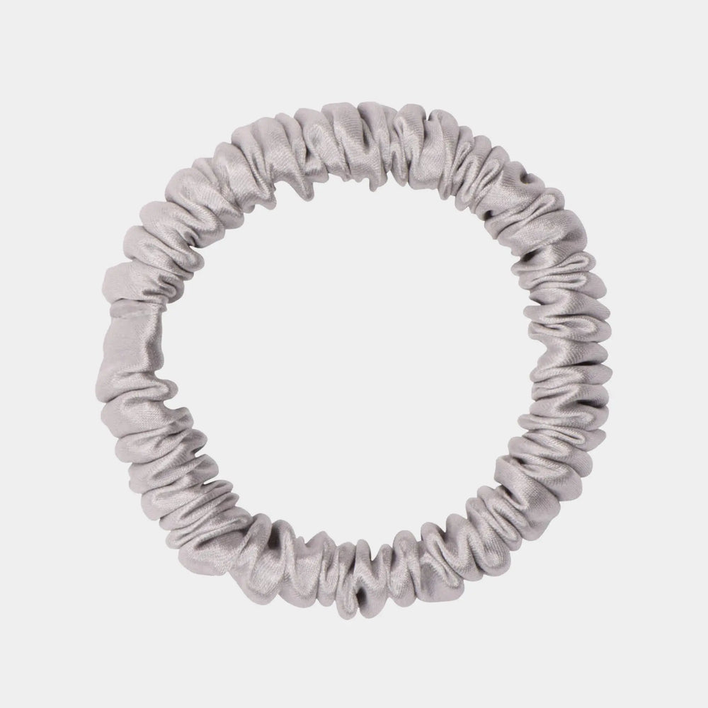 Silver Silk Scrunchie - Skinny DREAMSILK
