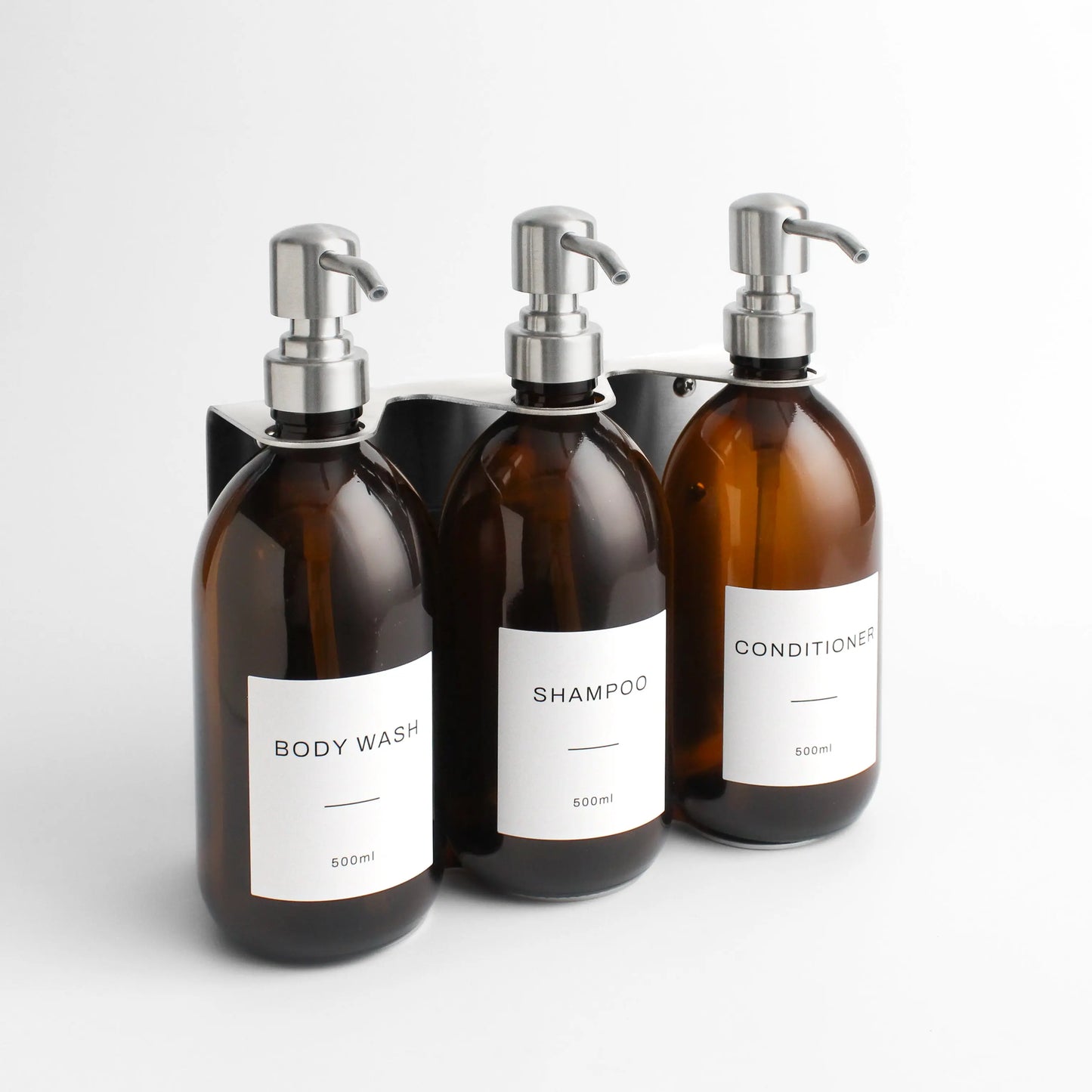 Silver Wall Bracket & Amber Glass Dispenser Set Namie Home