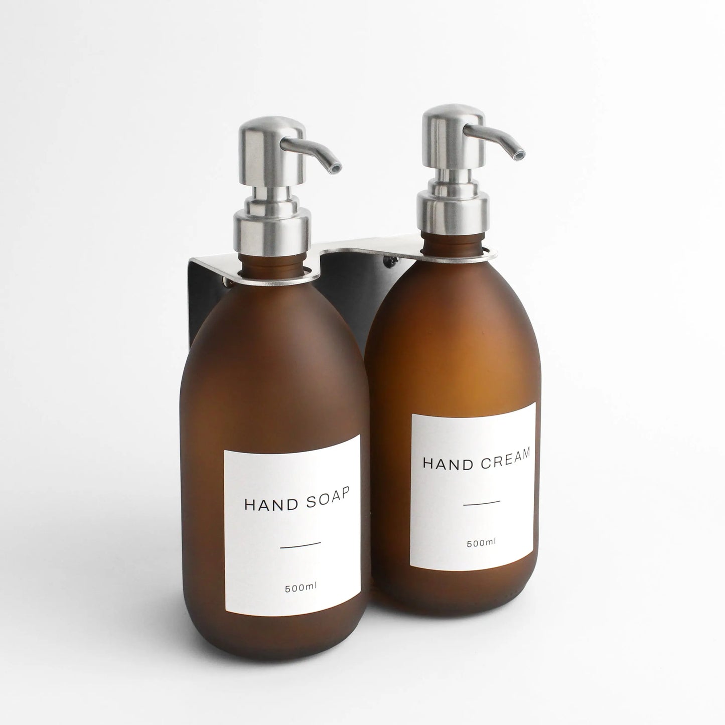 Silver Wall Bracket & Frosted Amber Glass Dispenser Set Namie Home