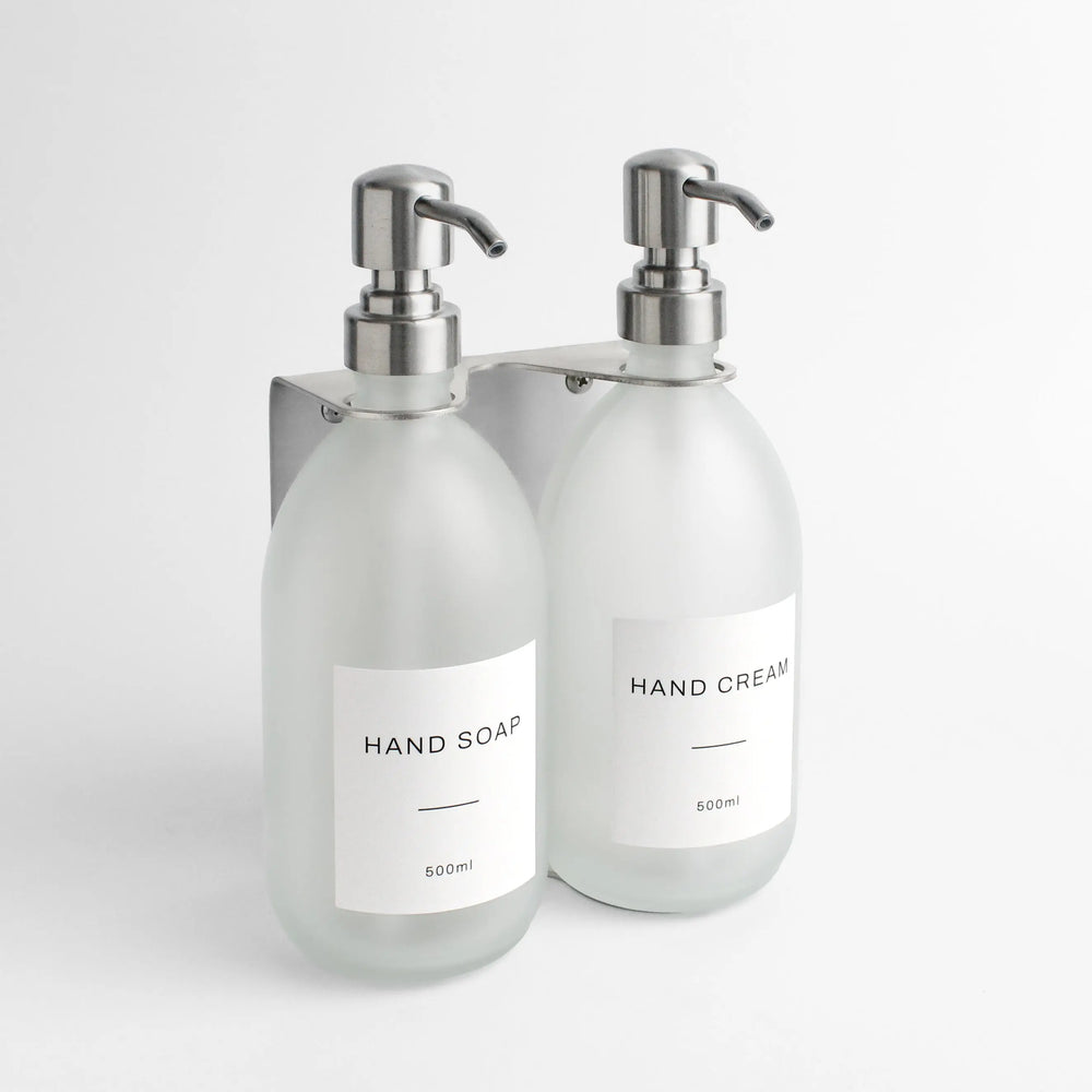 Silver Wall Bracket & Frosted White Glass Dispenser Set Namie Home