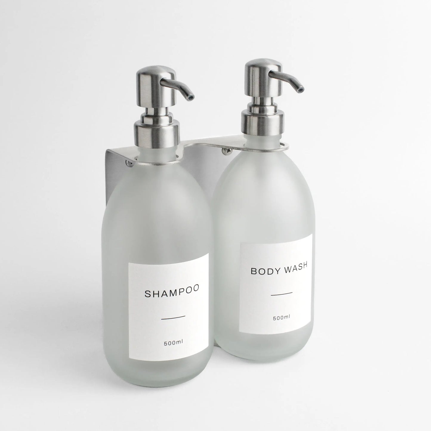 Silver Wall Bracket & Frosted White Glass Dispenser Set Namie Home