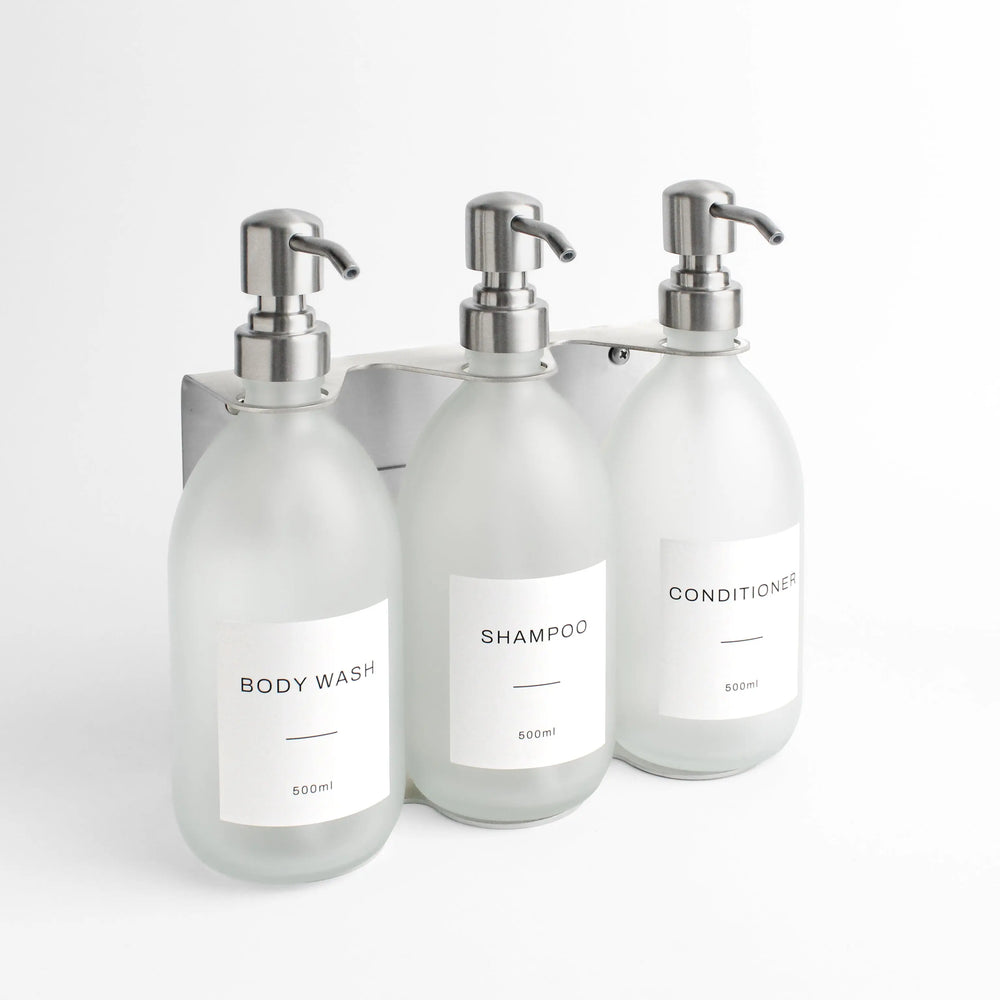 Silver Wall Bracket & Frosted White Glass Dispenser Set Namie Home