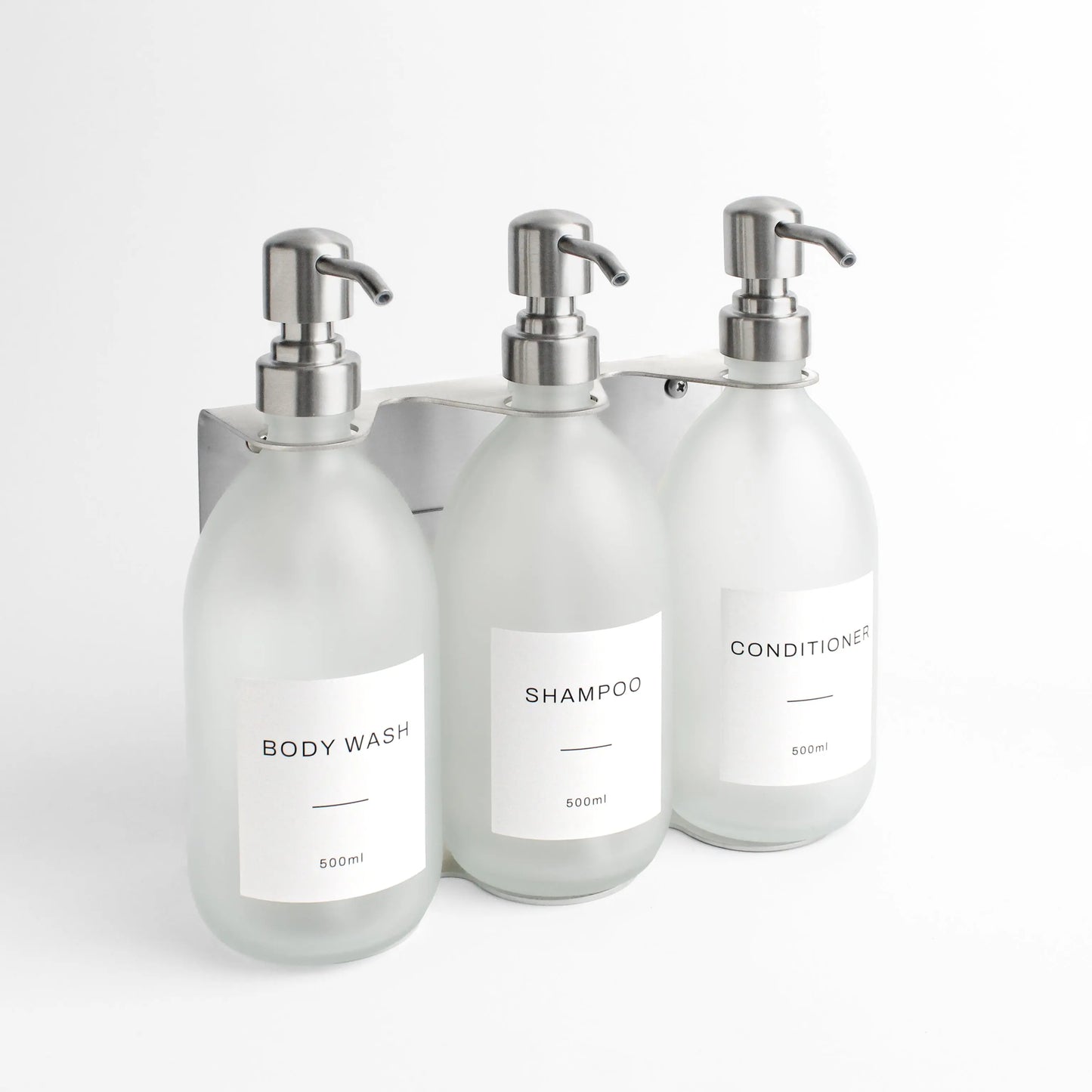 Silver Wall Bracket & Frosted White Glass Dispenser Set Namie Home