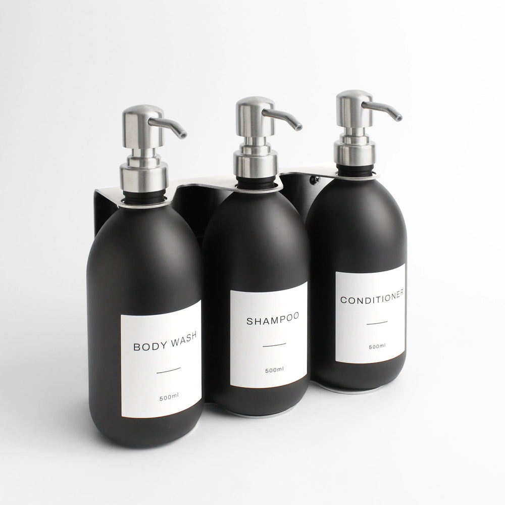 Silver Wall Bracket & Matte Black Dispenser Set Namie Home