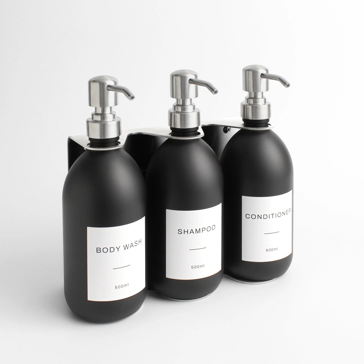 Silver Wall Bracket & Matte Black Dispenser Set Namie Home