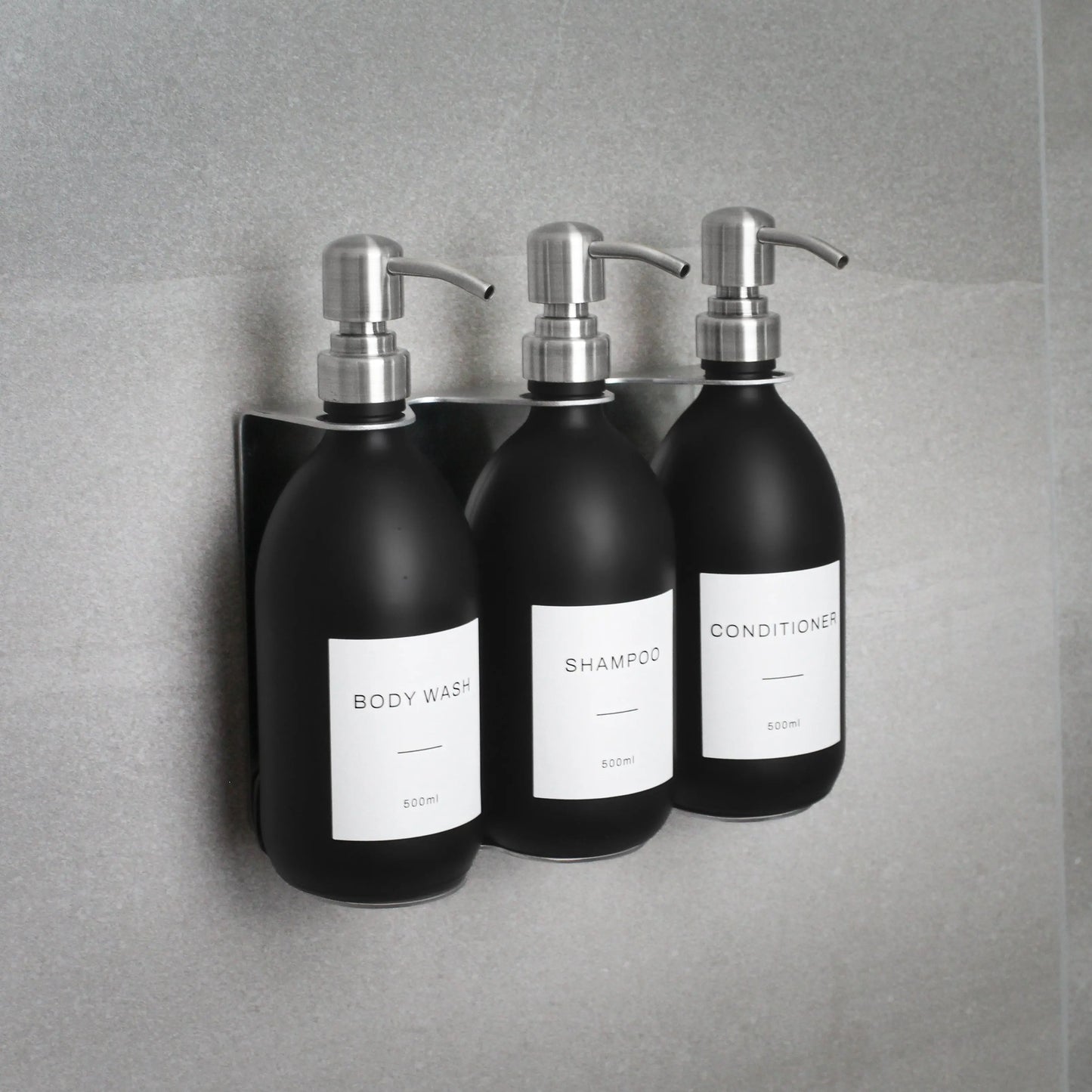 Silver Wall Bracket & Matte Black Dispenser Set Namie Home