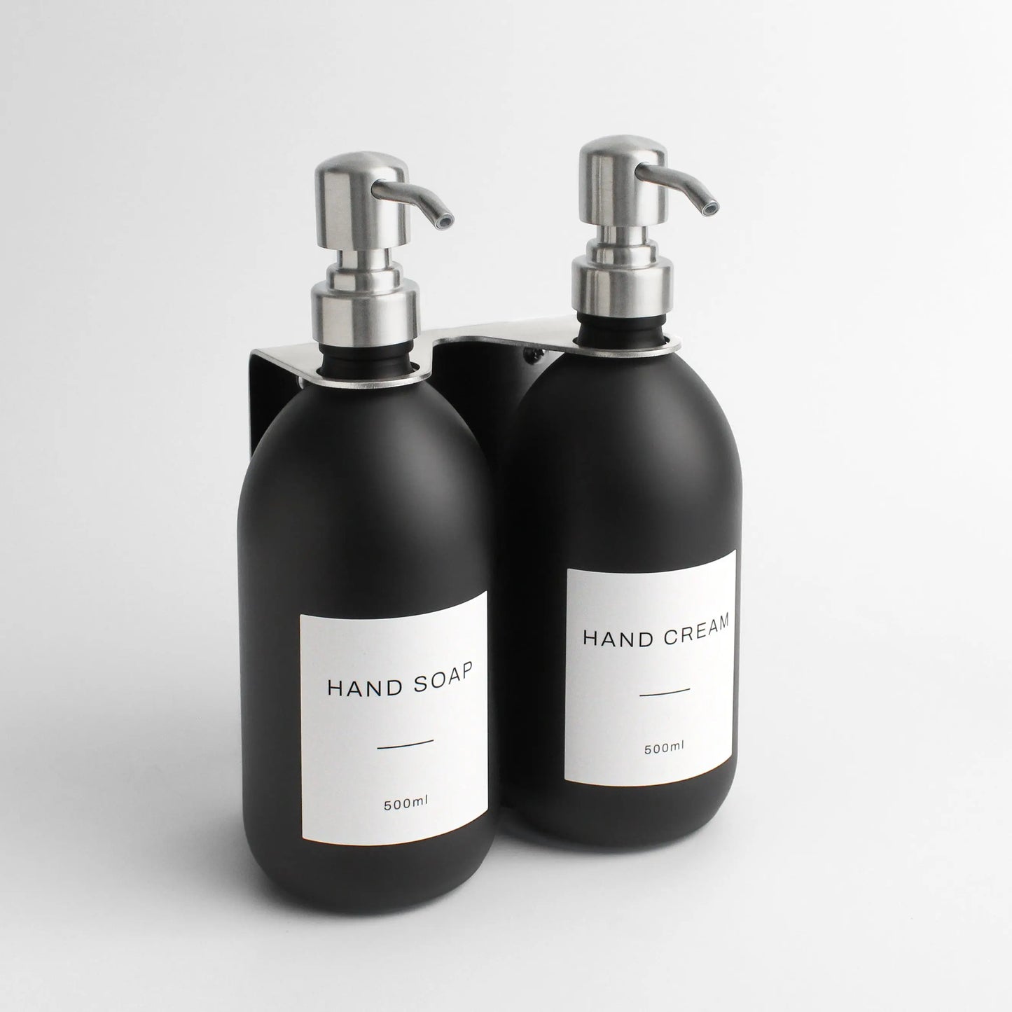 Silver Wall Bracket & Matte Black Dispenser Set Namie Home