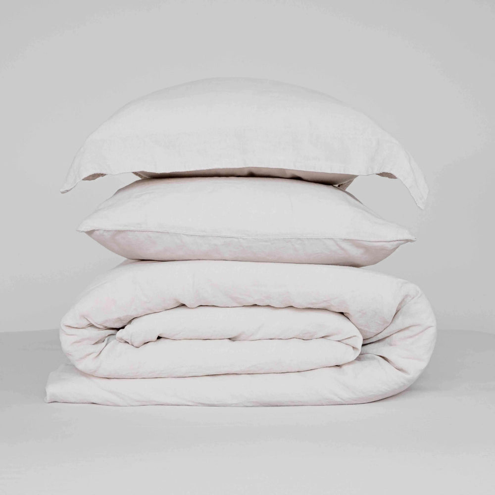 Single Size - Natural Hemp and Organic Cotton Duvet Cover, Fitted Sheet and Pillowcase Bundle Floks