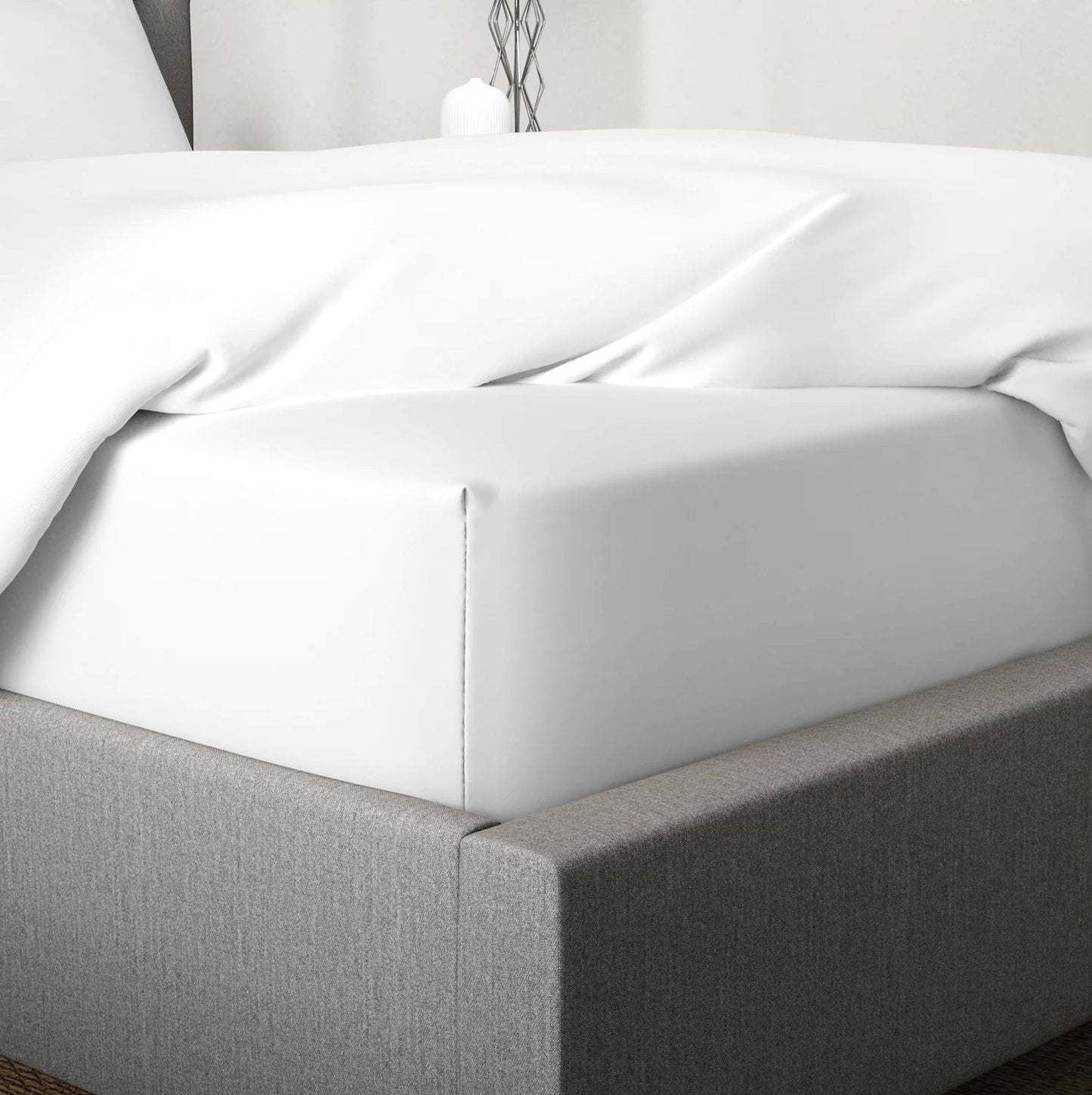Bamboo Fitted Sheet in White (UK Standard) Euphoric Bedding