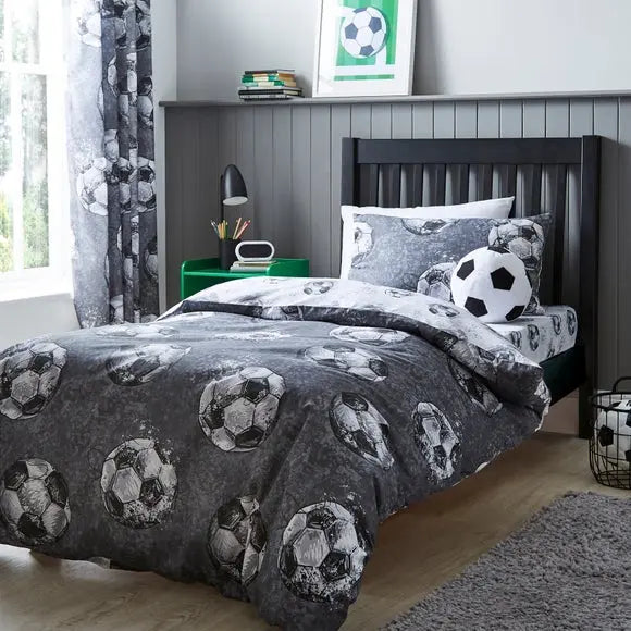 Sketched Football Polycotton Duvet Cover & Pillowcase Set Dunelm