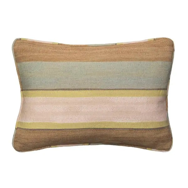 Skiathos Lime Biscuit, Sustainable Feather, Cushion, LimeBiscuit Cotton & Cotton Blend & Linen & Linen Blend Stripe Andrew Martin