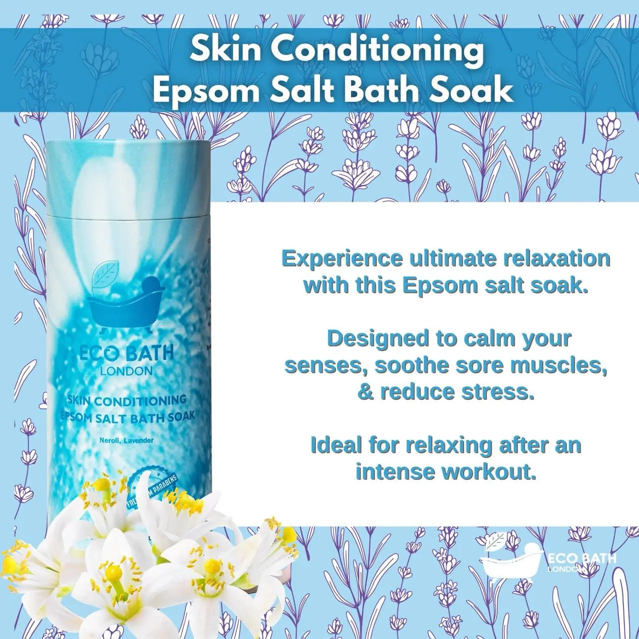 Skin Conditioning Epsom Salt Bath Soak - Tube Eco Bath London