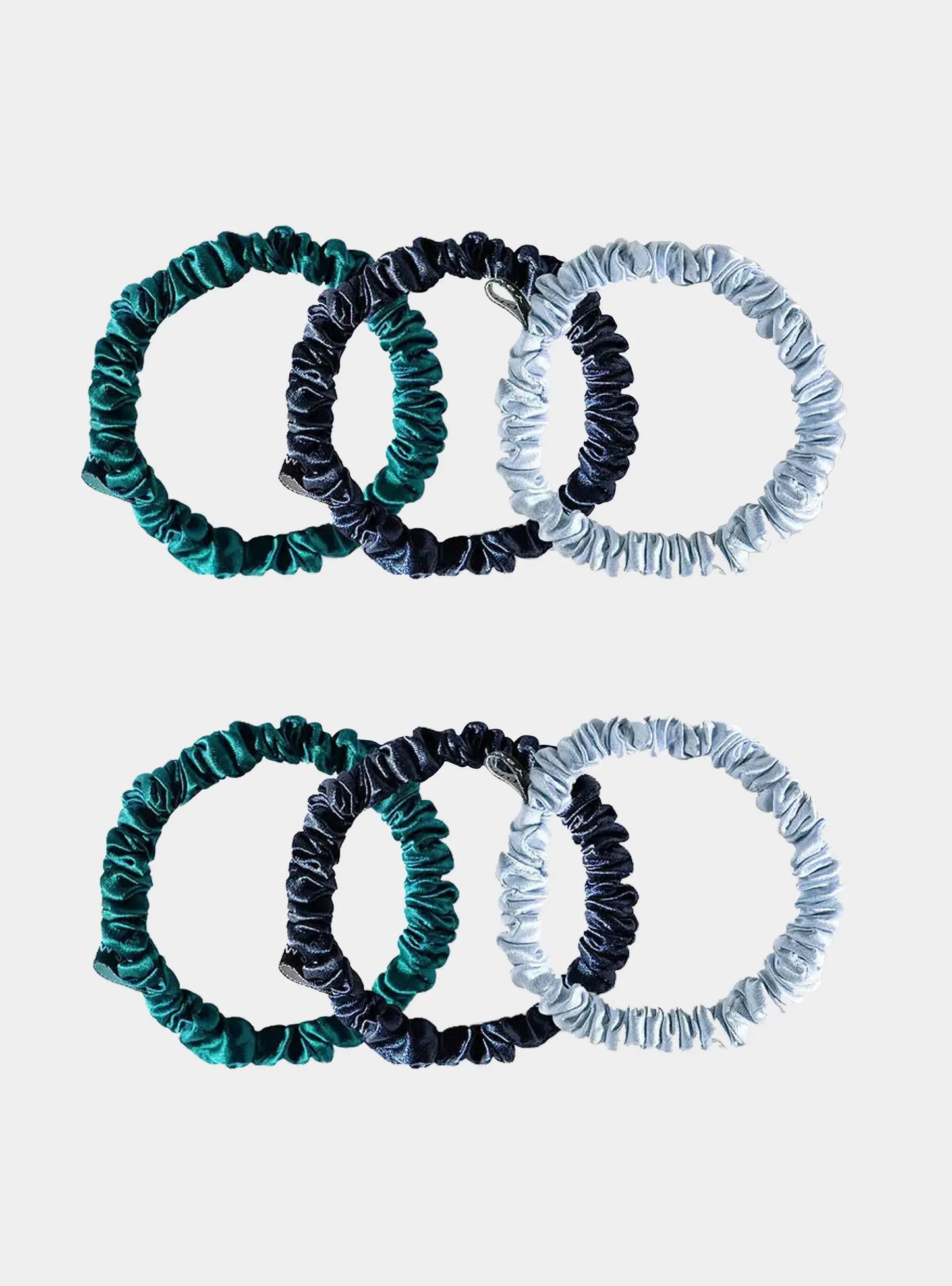 Skinny Scrunchie Set -  Blue & Green Shades drowsysleepco