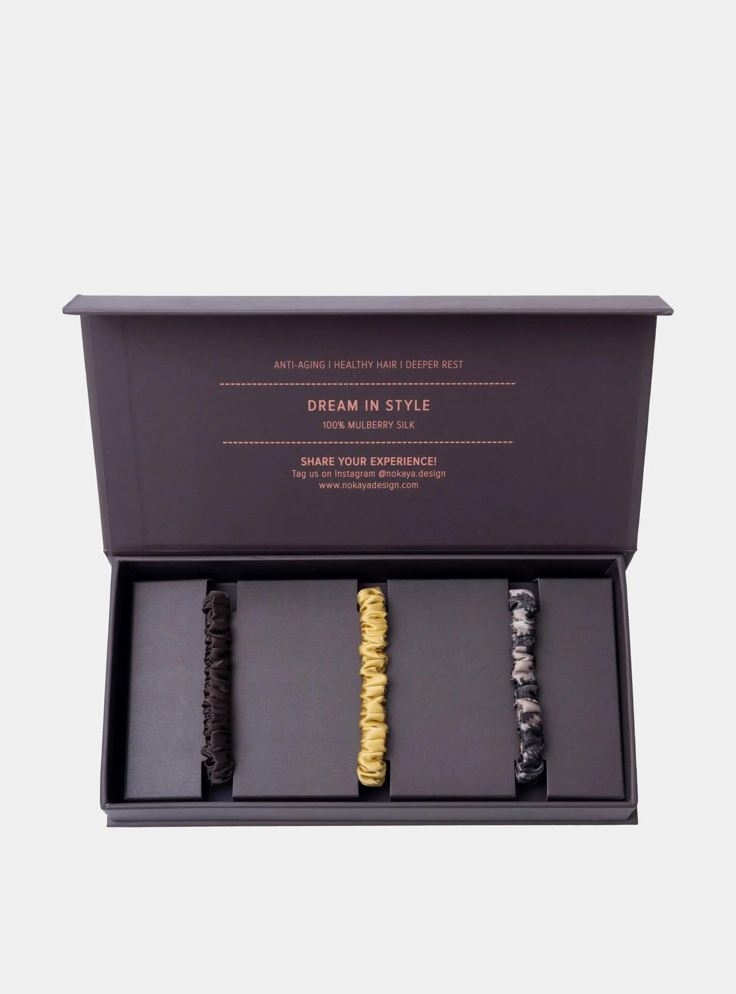 Skinny Silk Scrunchie Set Brown/PannaCotta/Animal NOKAYA