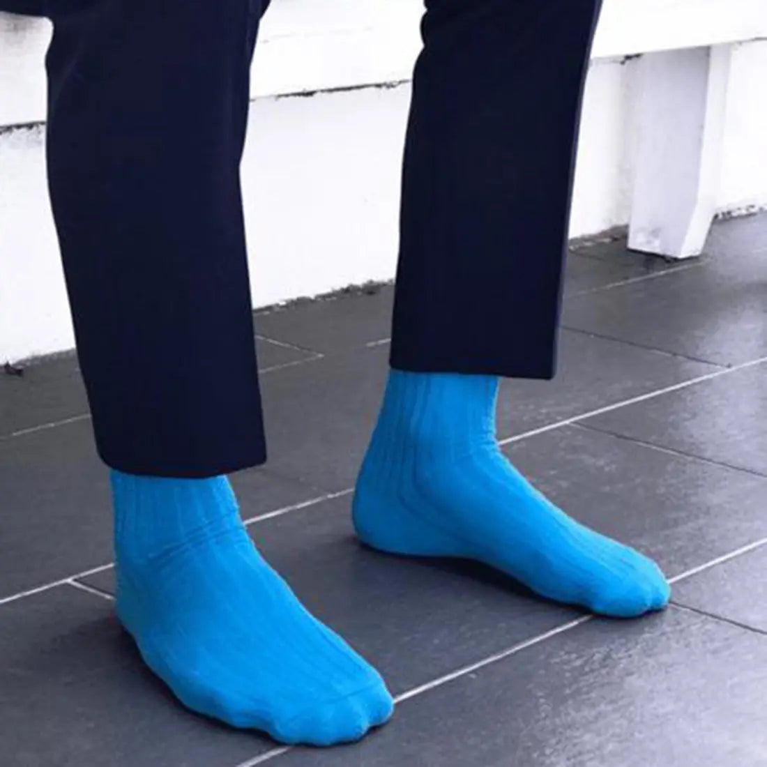 Sky Blue Bamboo Socks (Comfort Cuff) Swole Panda