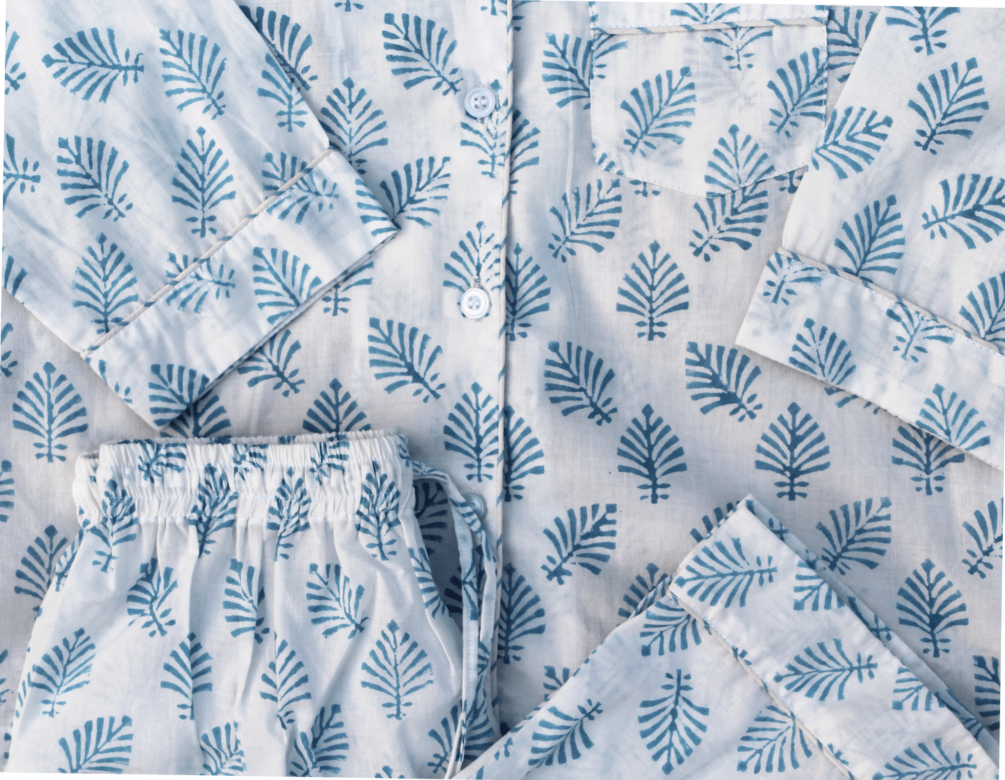 Sky Blue Leaf Children's Pyjamas Woo Woo London