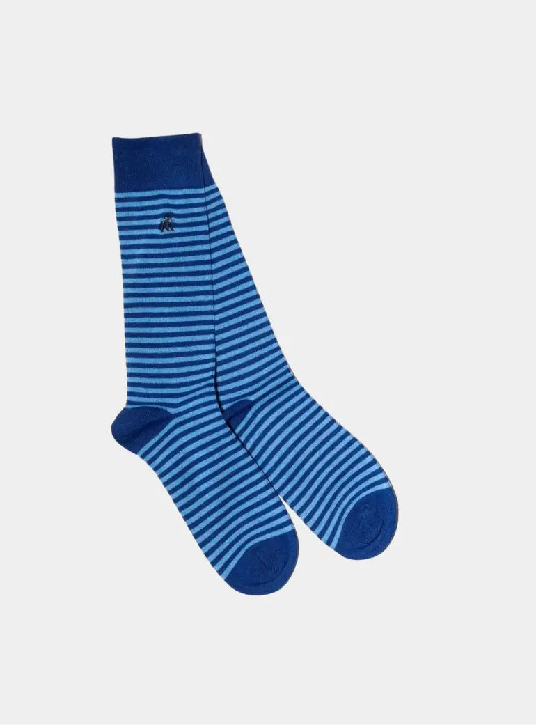 Sky Blue Narrow Striped Bamboo Socks Swole Panda