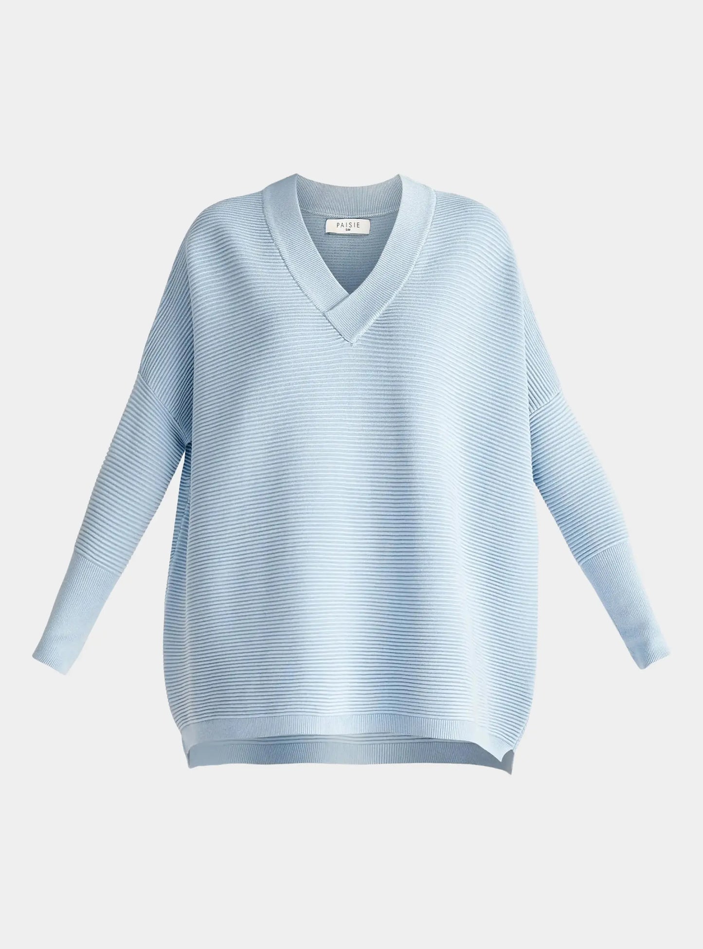 Sky Blue Paisie V-Neck Ribbed Jumper Paisie