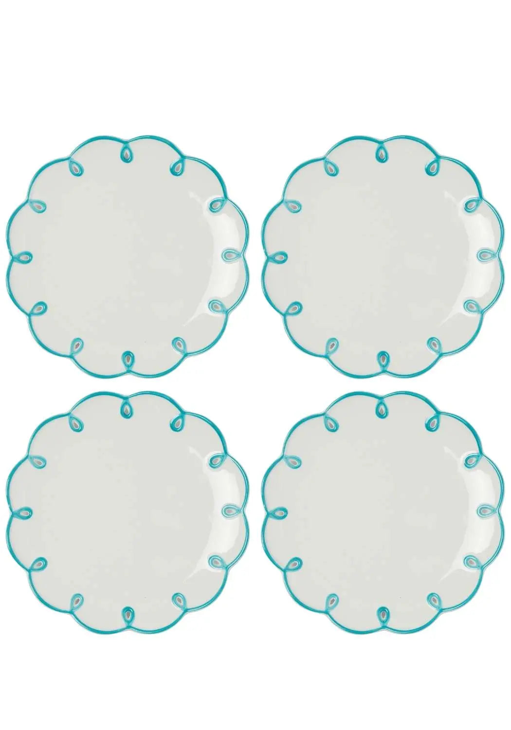 Sky Blue Scalloped Dessert Plate - Set of 4 Casa by Josephine Jenno