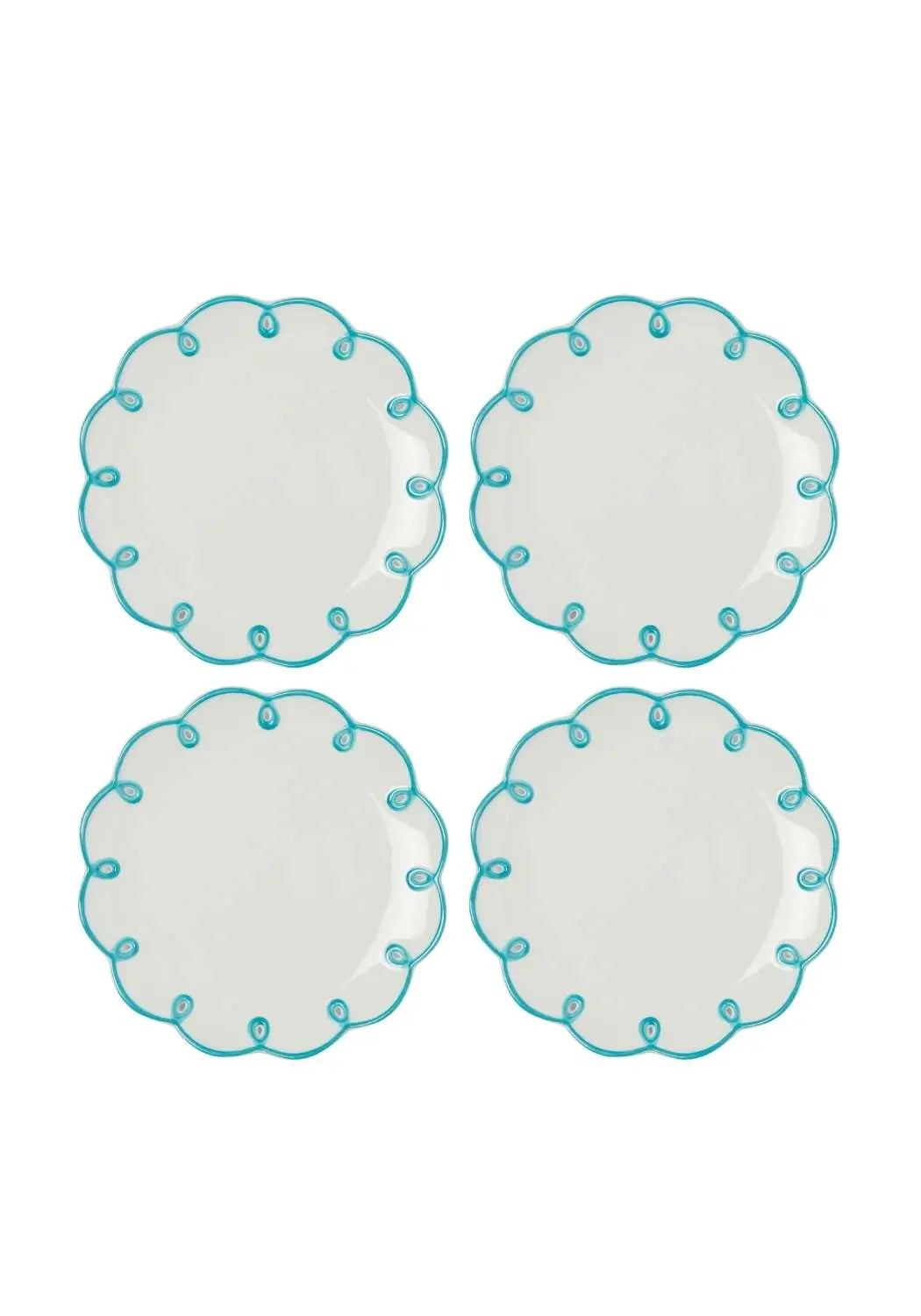 Sky Blue Scalloped Side Plates - Set of 4 Casa by Josephine Jenno