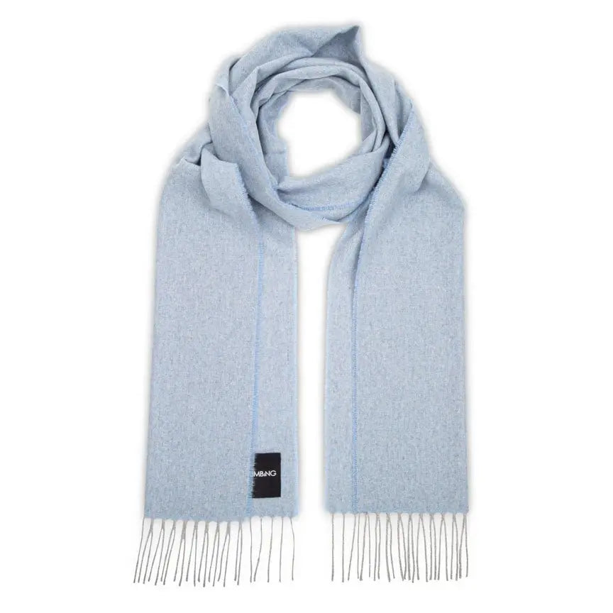 Sky Blue & Grey Love Stories - 100% Cashmere Scarf Heating & Plumbing London