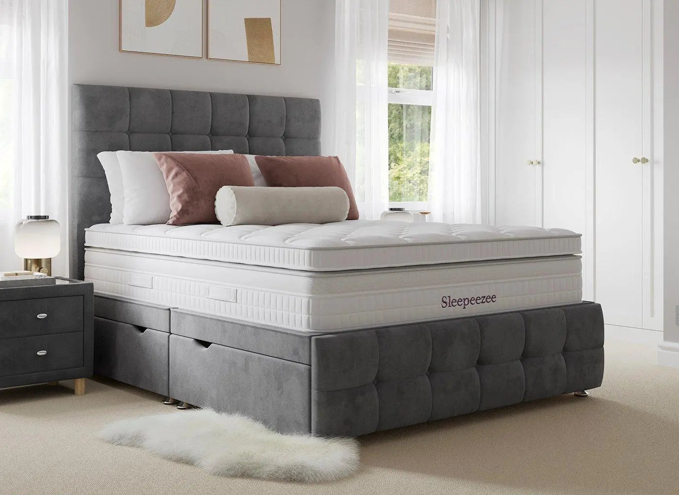 Sleepeezee Pompeii Ottoman Divan Bed Base - Grey Dreams