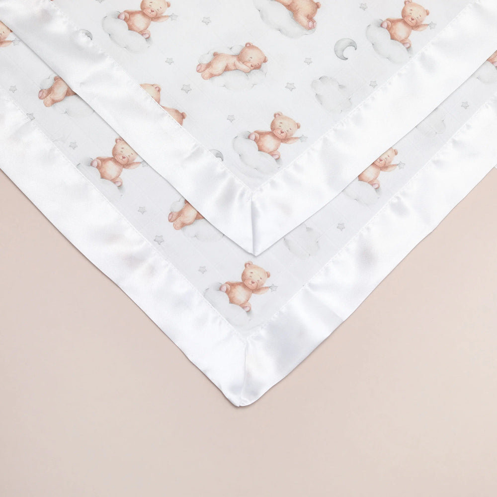 Sleeping Bears Satin Comforter 2-Pack - White Satin Bullabaloo