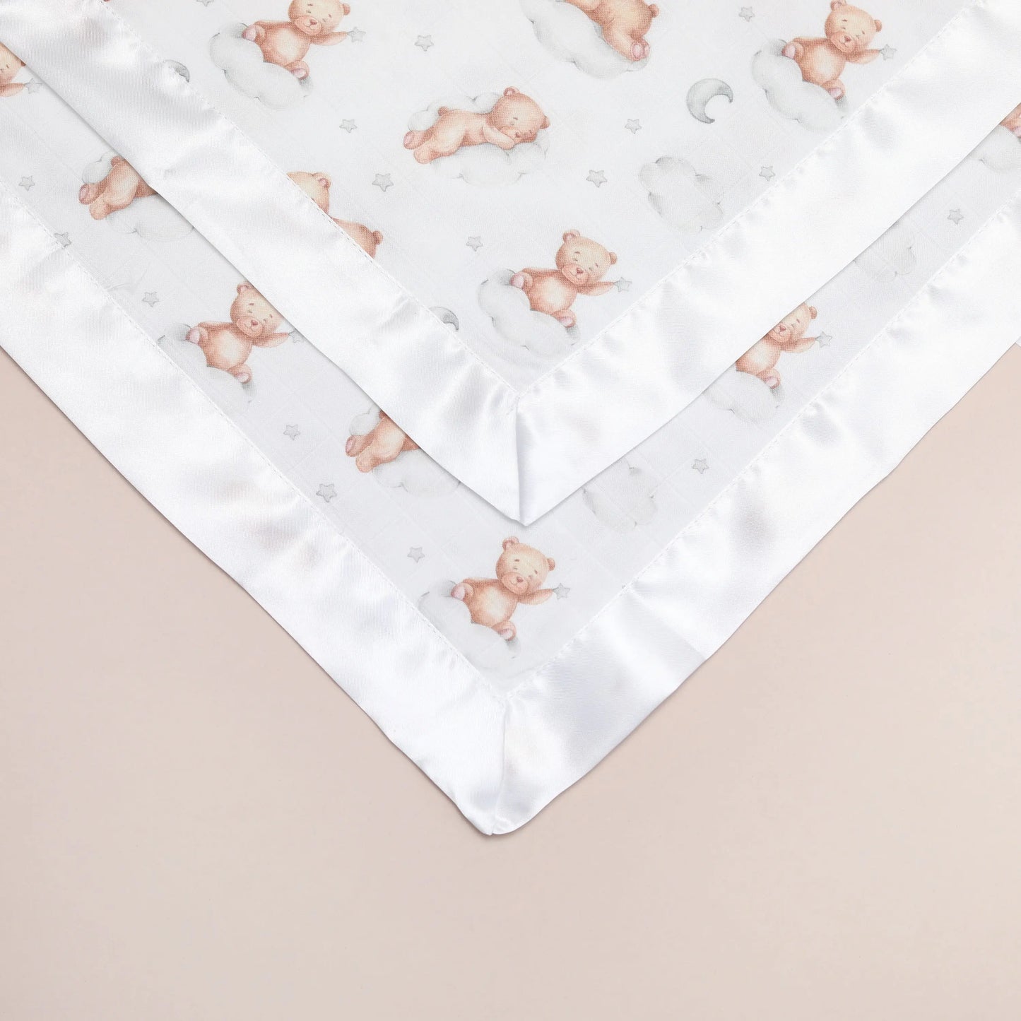 Sleeping Bears Satin Comforter 2-Pack - White Satin Bullabaloo