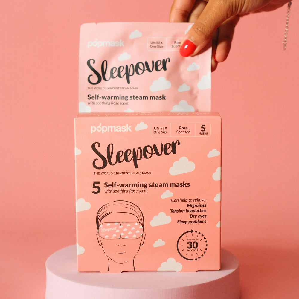 Sleepover Self-Heating Rose Scented Eye Masks - 5 Pack | Gentle Steam Vapor for Relaxation & Sleep Popmask