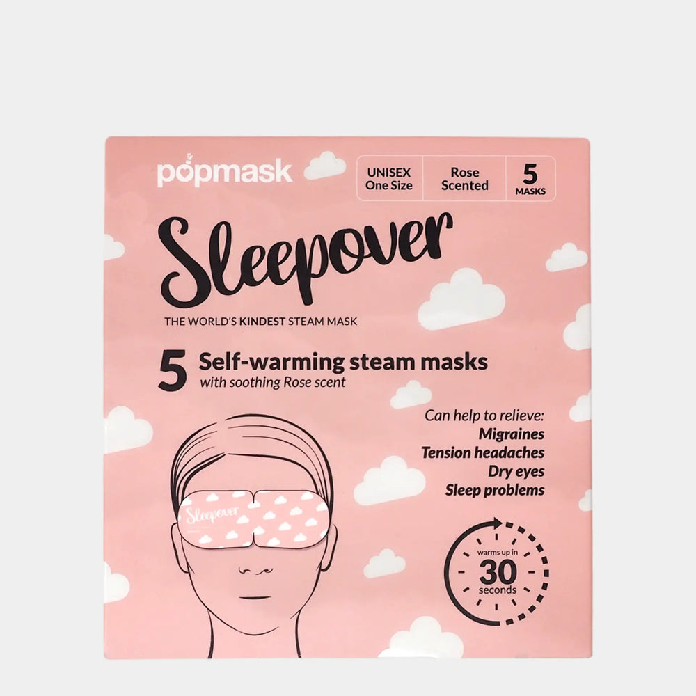 Sleepover Self-Heating Rose Scented Eye Masks - 5 Pack | Gentle Steam Vapor for Relaxation & Sleep Popmask