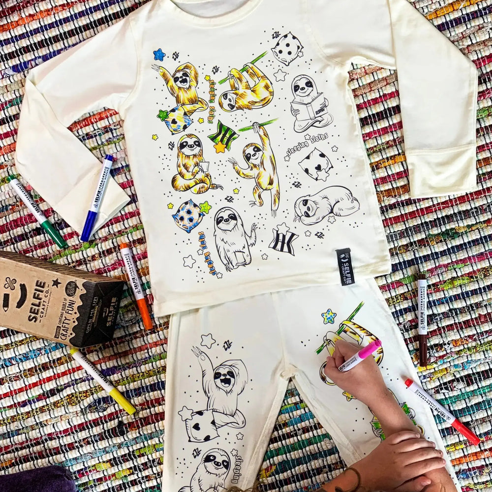 Sleepy Sloth Colour in Pyjamas Selfie Craft Co