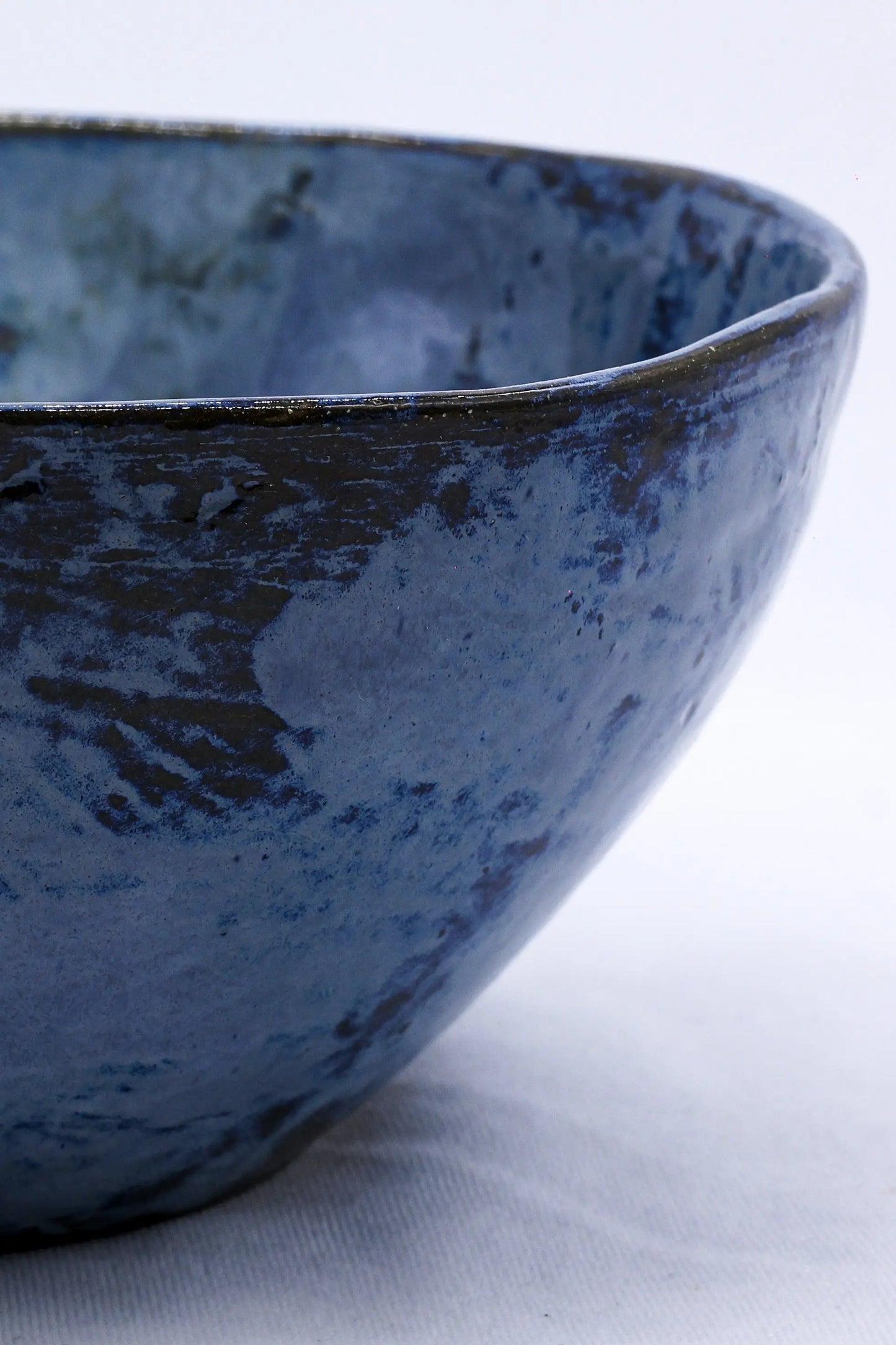 Small Smoked Grey Tidal Blue Wash Handmade Ceramic Stoneware Dinner Bowl Ribera Handmade Ceramics