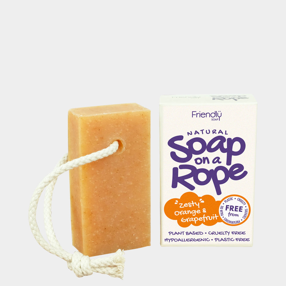 Natural Soap On A Rope - 'Zesty' Orange & Grapefruit 125g Friendly Soap