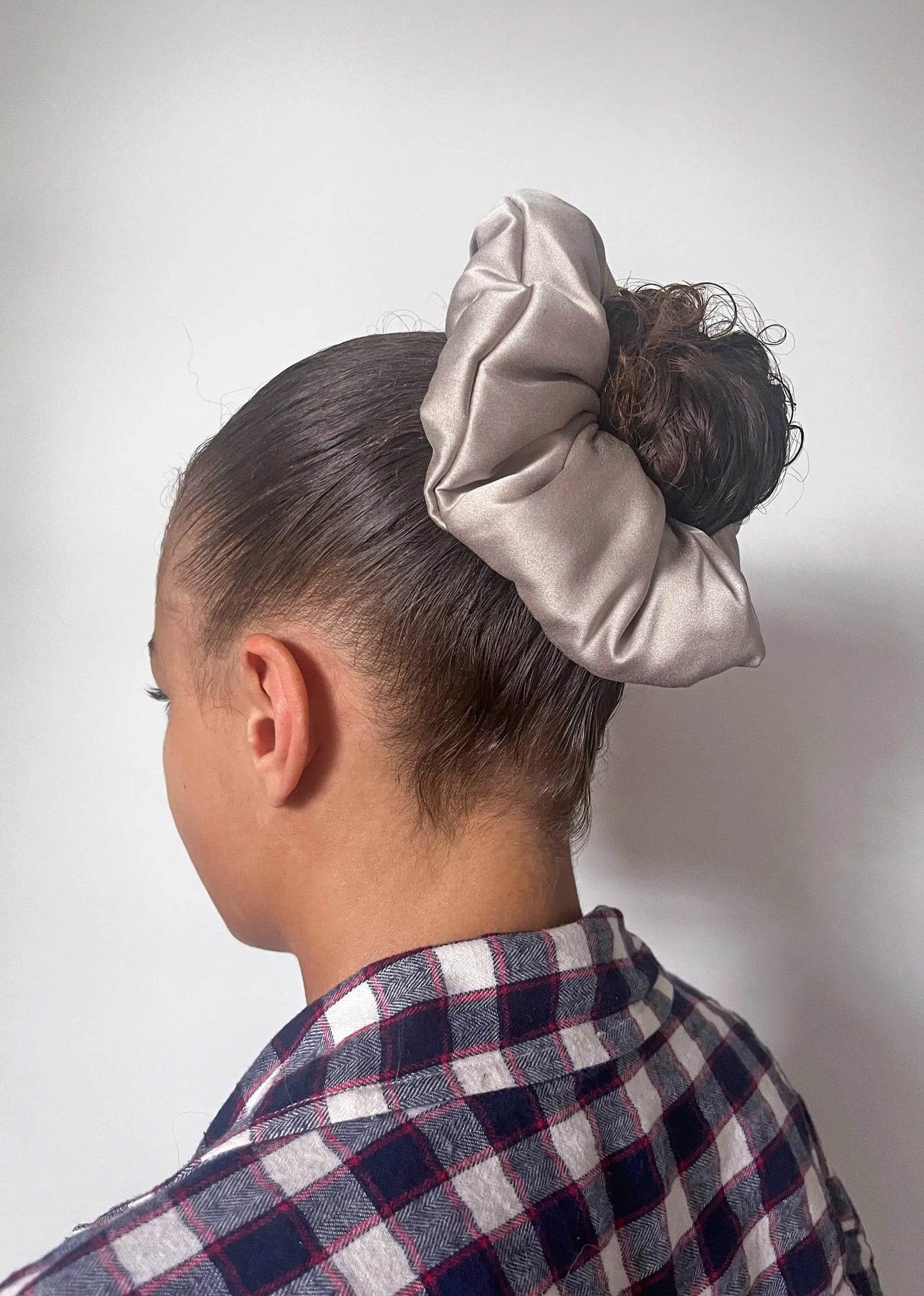 Soft Beige Oversized Organic Stretch Silk Scrunchie MAMU Dream